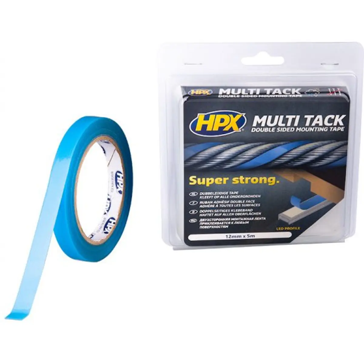 Fita bi-adesiva transparente p/ fita LED 12mm x 5m