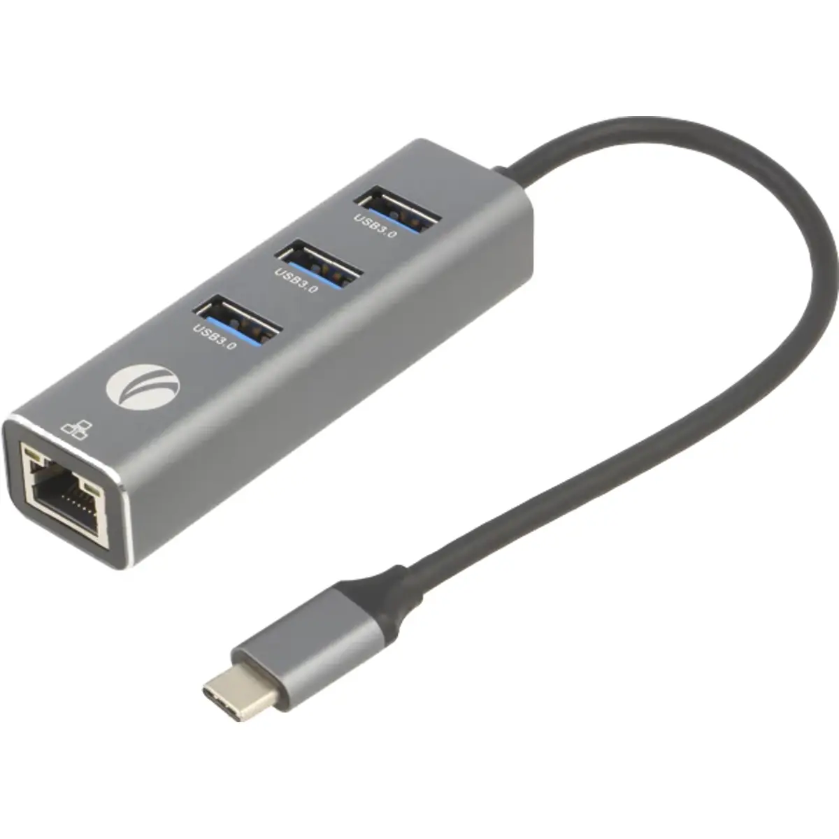 Hub adaptador USB-C macho -> 3x USB-A + RJ45 — Mauser