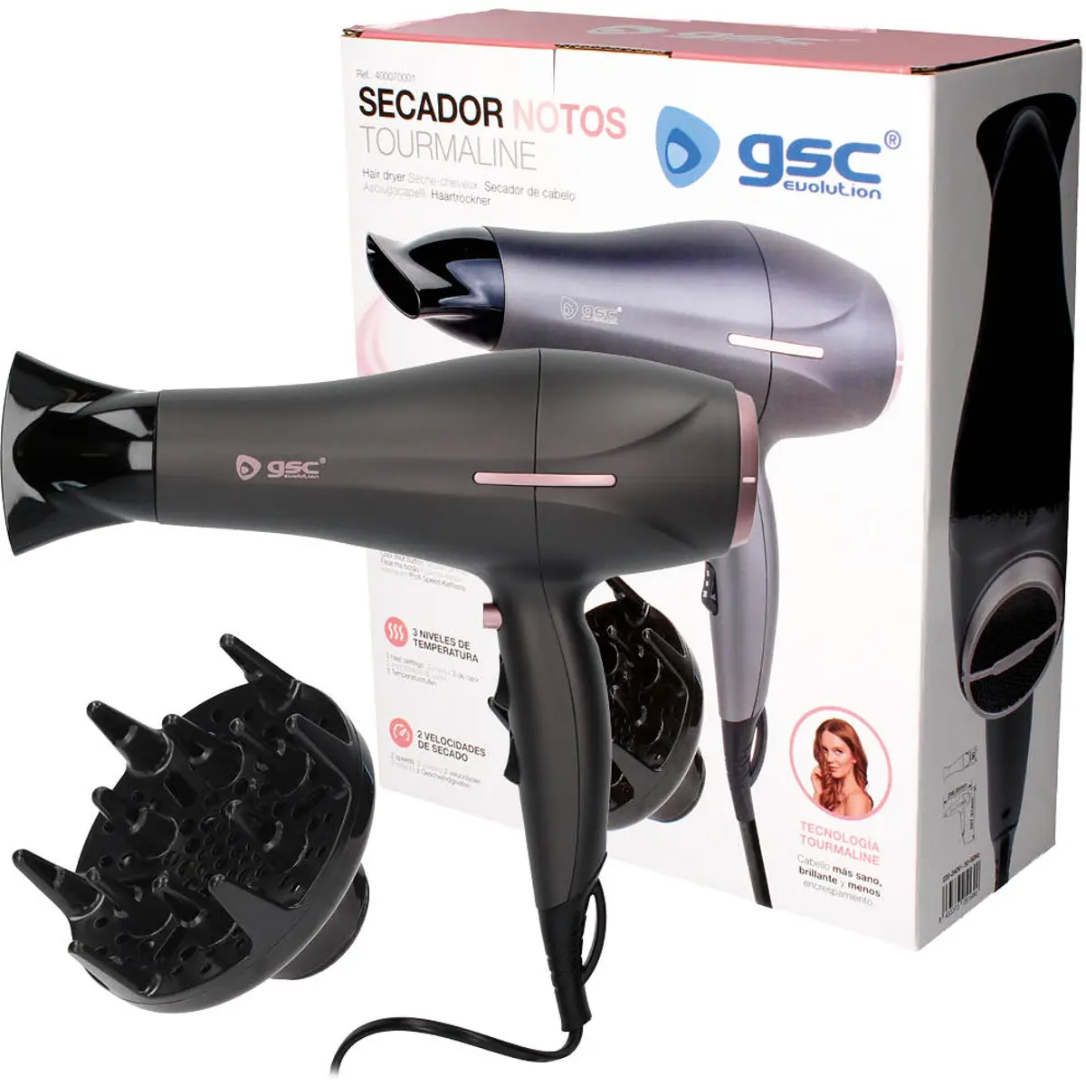 Secador de cabelo 2200W (2 Vel. / 3 Temp.) c/ concentrador + difusor de ar