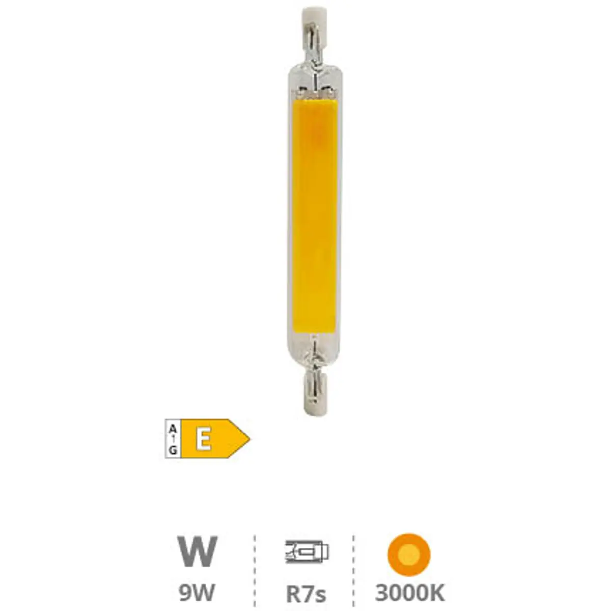 Lâmpada R7S LED COB 118mm 330º 9W 3000K 1100lm