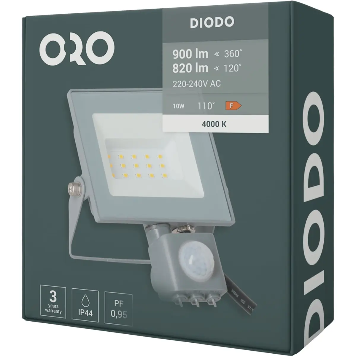 Projector LED 230VAC 10W 4000K (branco neutro) 900lm com sensor PIR