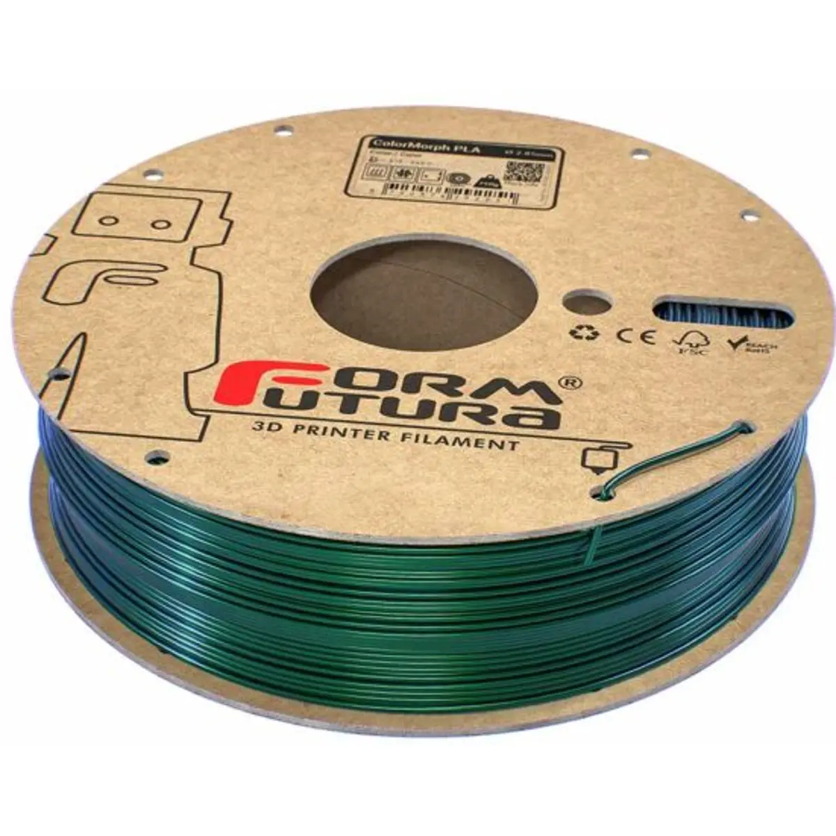 Rolo de filamento de impressão 3D em PLA de 1.75mm - Azul/Verde - 750g