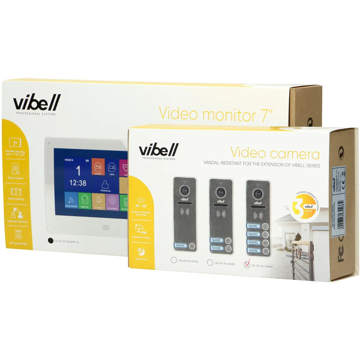 Video-porteiro com ecrã 7'' SD+ DVR p/ 4 apartamentos - Branco