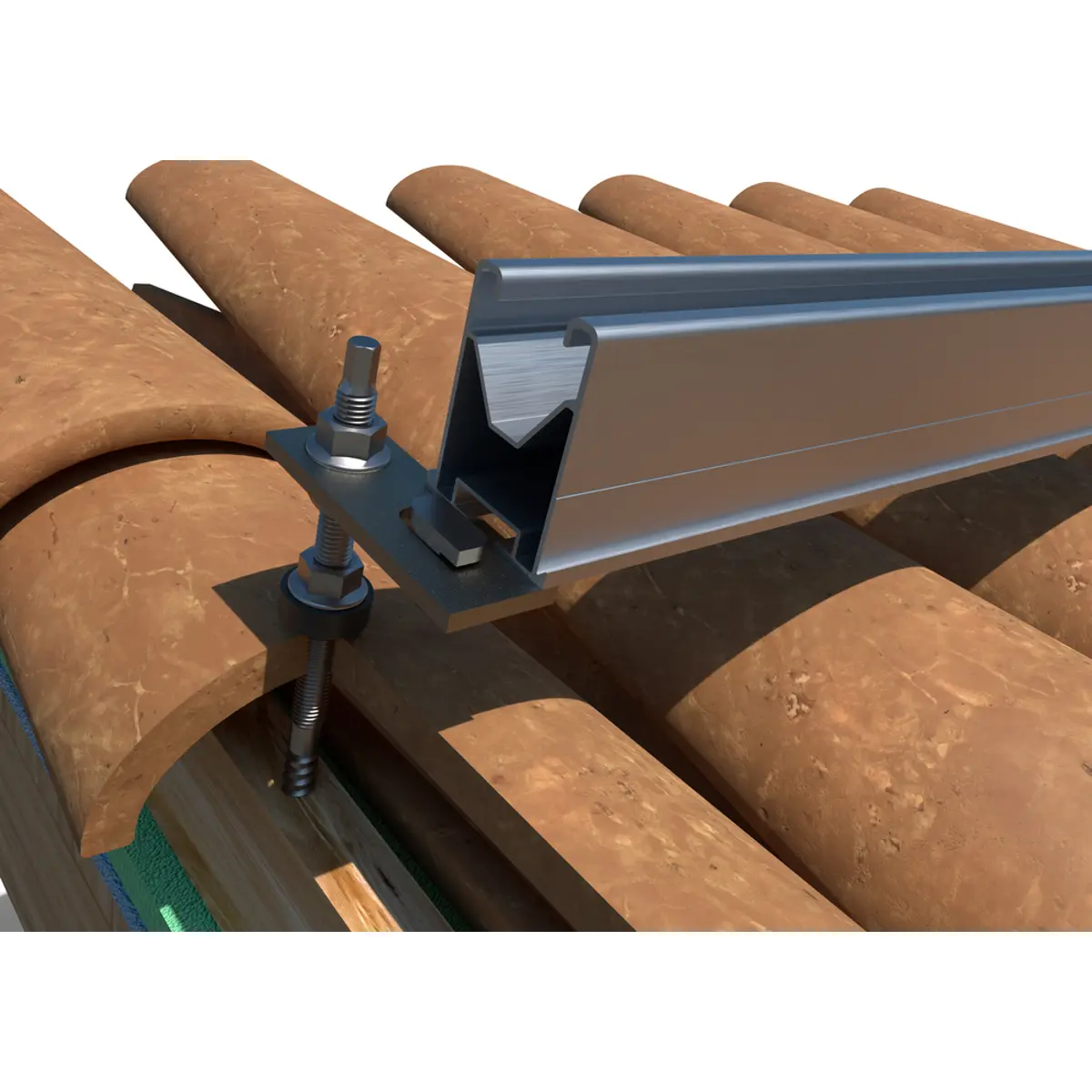 Parafuso de rosca dupla em inox c/ porcas e anilha de vedação (fixação aos telhados) - M10x250mm