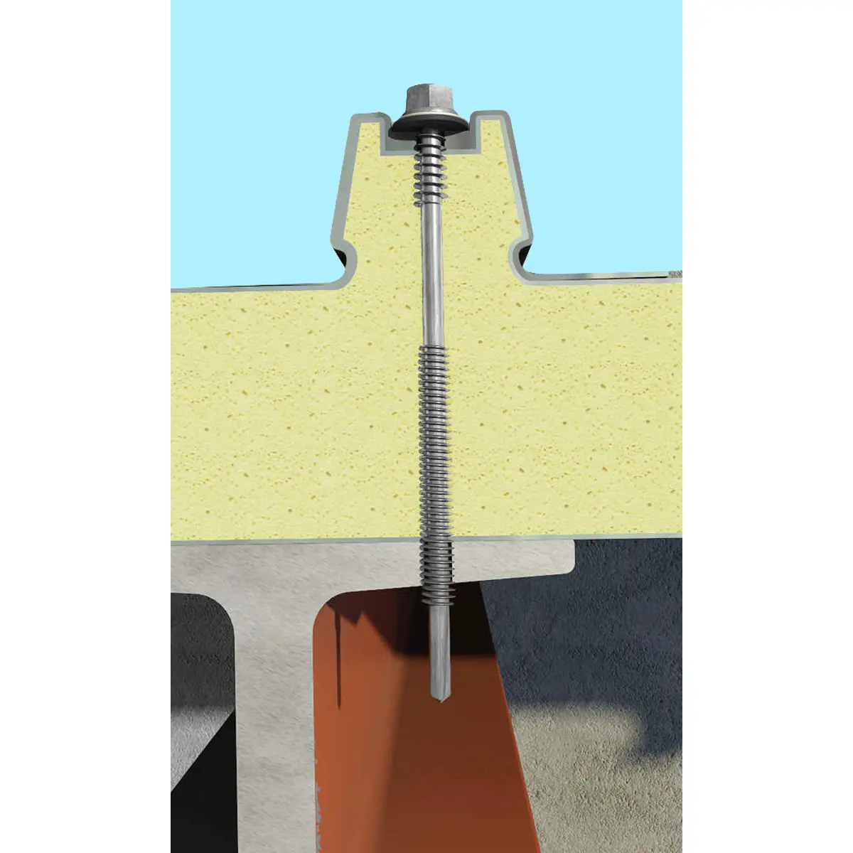 Parafuso sextavado zincado autoperfurante ponta tipo broca #5 c/ anilha vulcanizada (p/ Painéis Sandwich)