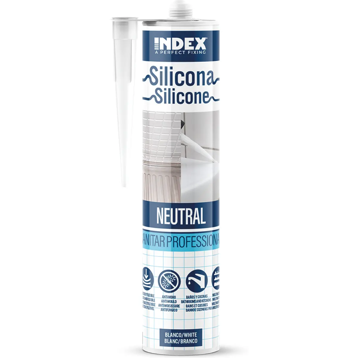 Silicone neutro profissional antifúngico - 280ml - Branco