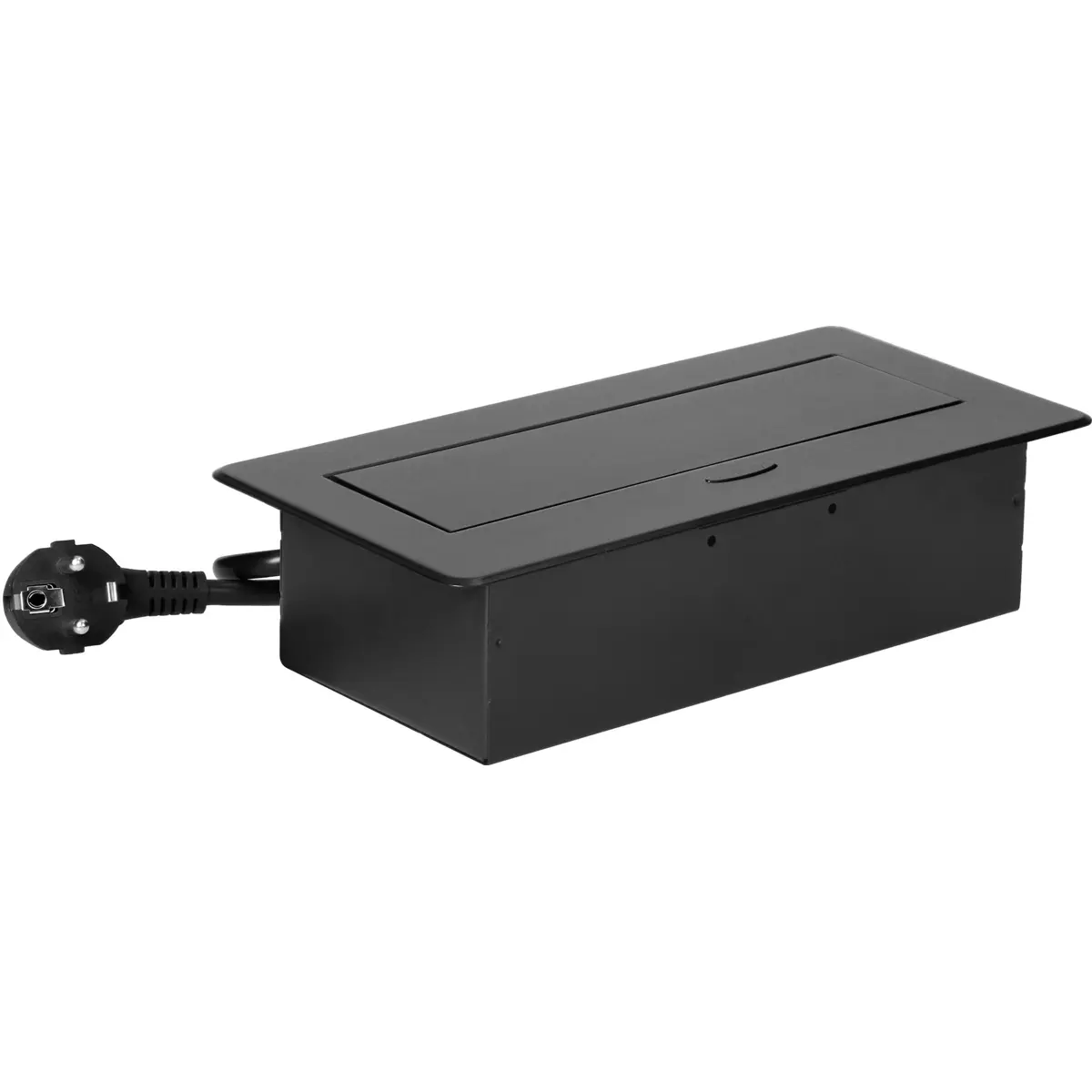 Bloco de tomadas de encastrar Flip-Top Push 2x Schuko + 1xUSB-A + 1x USB-C cabo de 1.5m - Preto