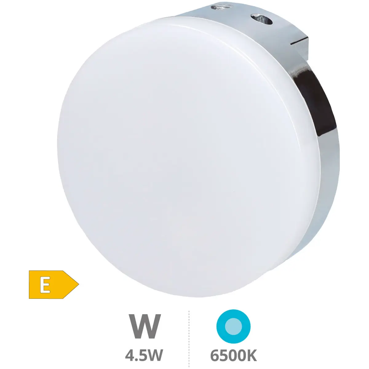 Aplique redondo para WC em LED 230VAC 4W 6500K IP44 - Ø75x35mm