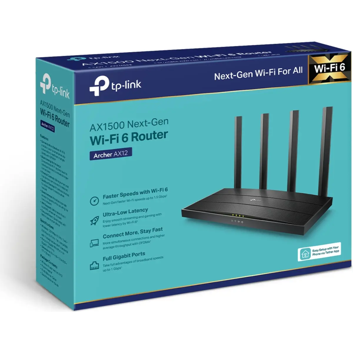 Router Wireless DualBand 2,4/5GHz Wi-Fi 6 Gigabit (1WAN+3LAN)