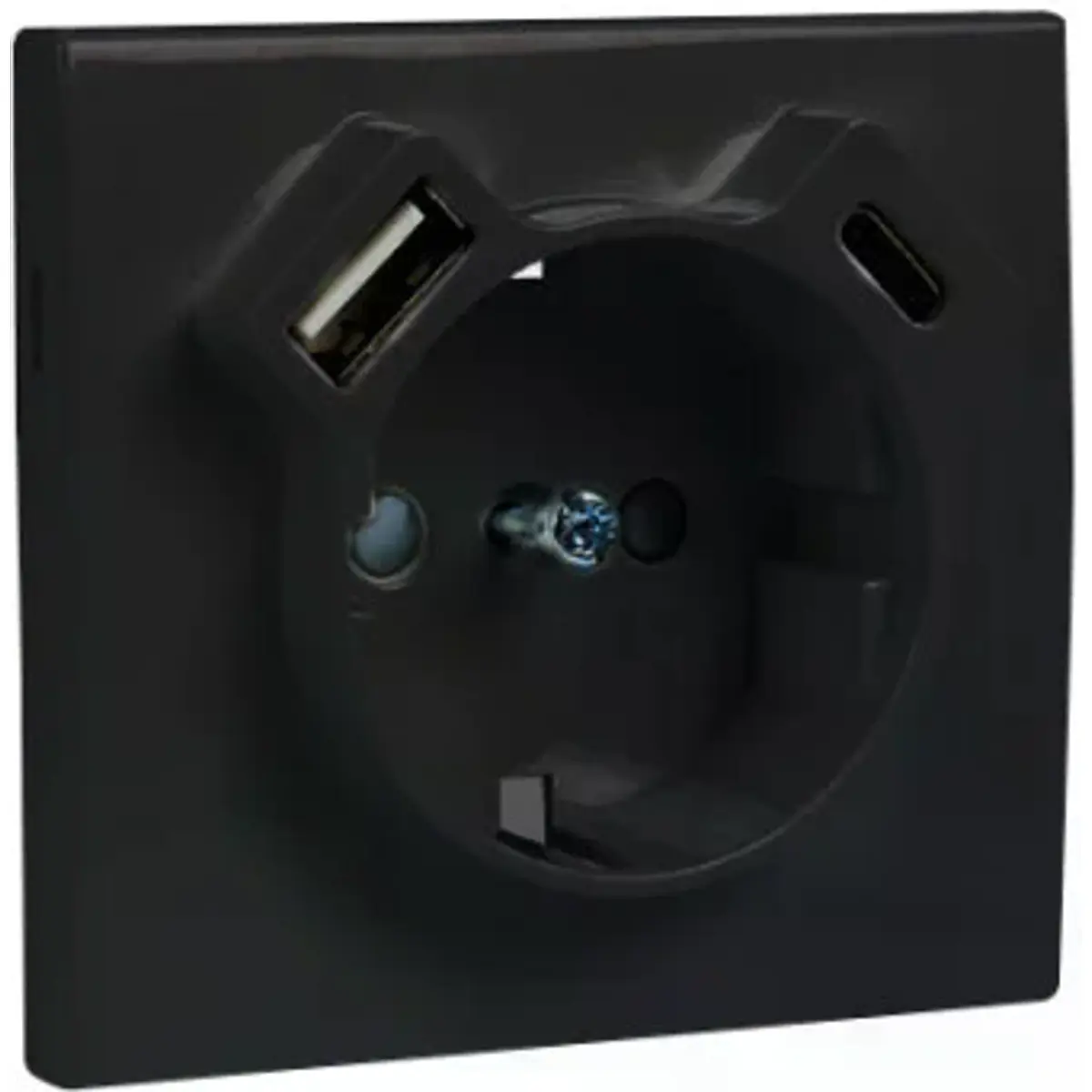 Centro para Tomada schuko c/ USB-A + USB-C – LOGUS90 Aquarella - Preto Mate