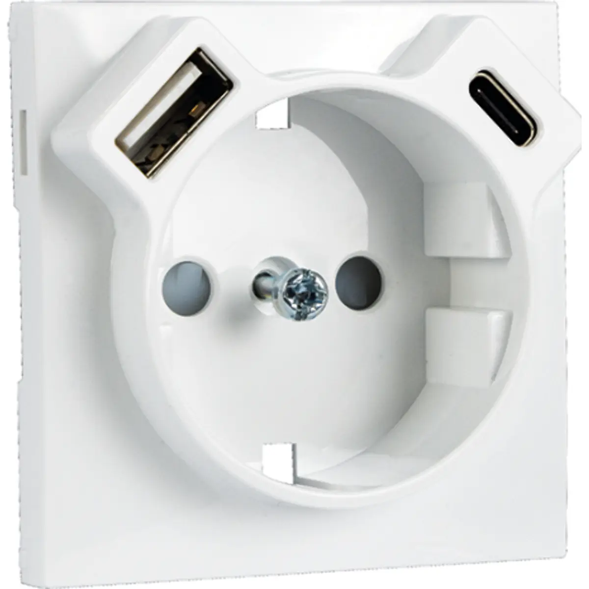 Centro para Tomada schuko c/ USB-A + USB-C - LOGUS90 Standard - Branco