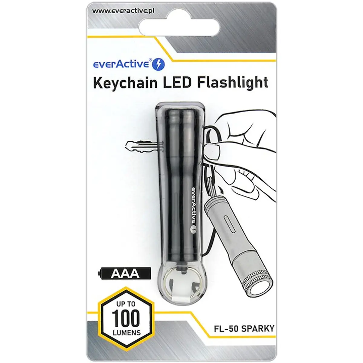 Mini lanterna LED porta-chaves 100lm (1xAAA) - IPX4