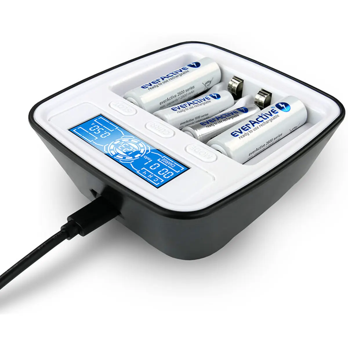 Carregador profissional para 1-4 baterias AAA / AA Ni-MH c/ LCD