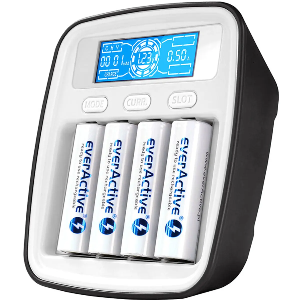 Carregador profissional para 1-4 baterias AAA / AA Ni-MH c/ LCD