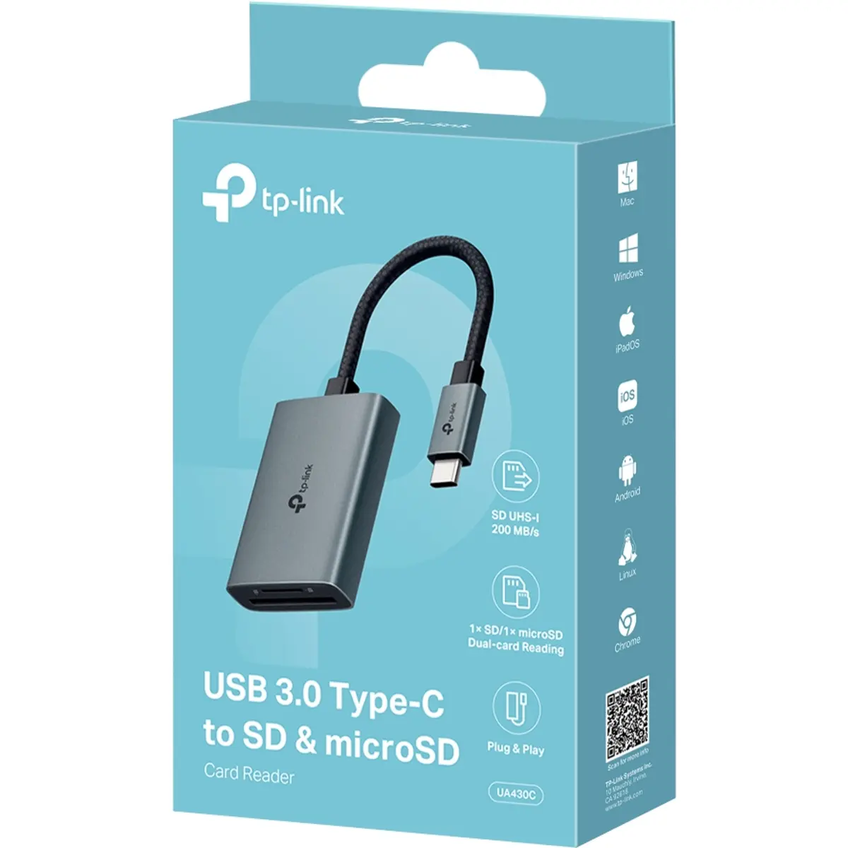 Leitor USB-C 3.0 de cartões de memória SD e microSD