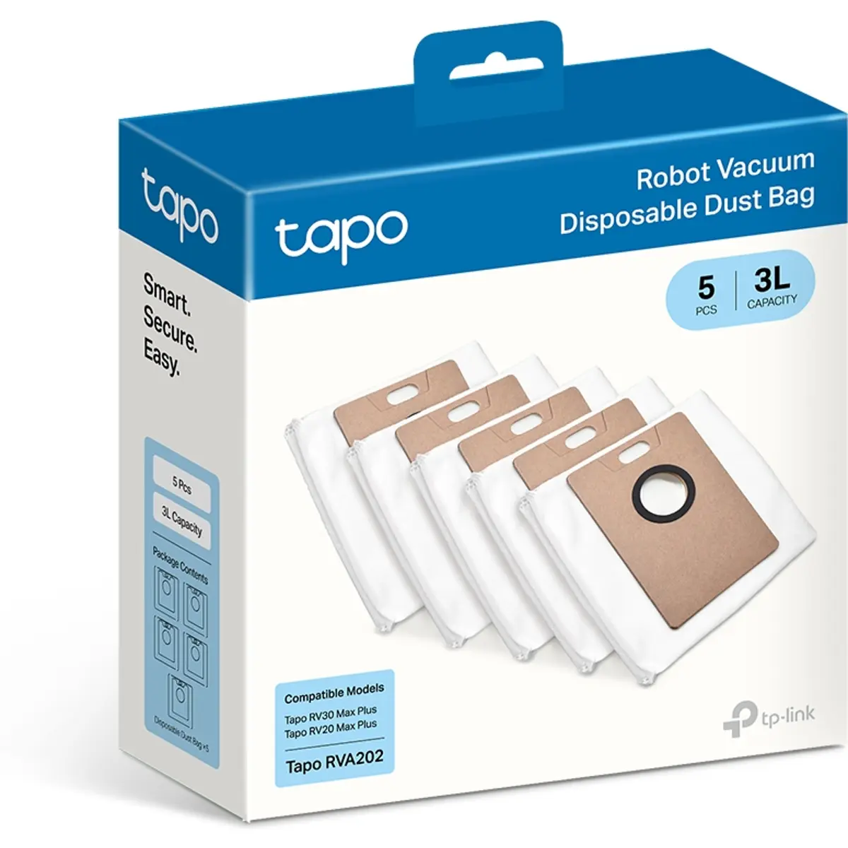 Conjunto de 5 sacos de pó 3L p/ estação Robot Aspirador R20/RV30 Max Plus