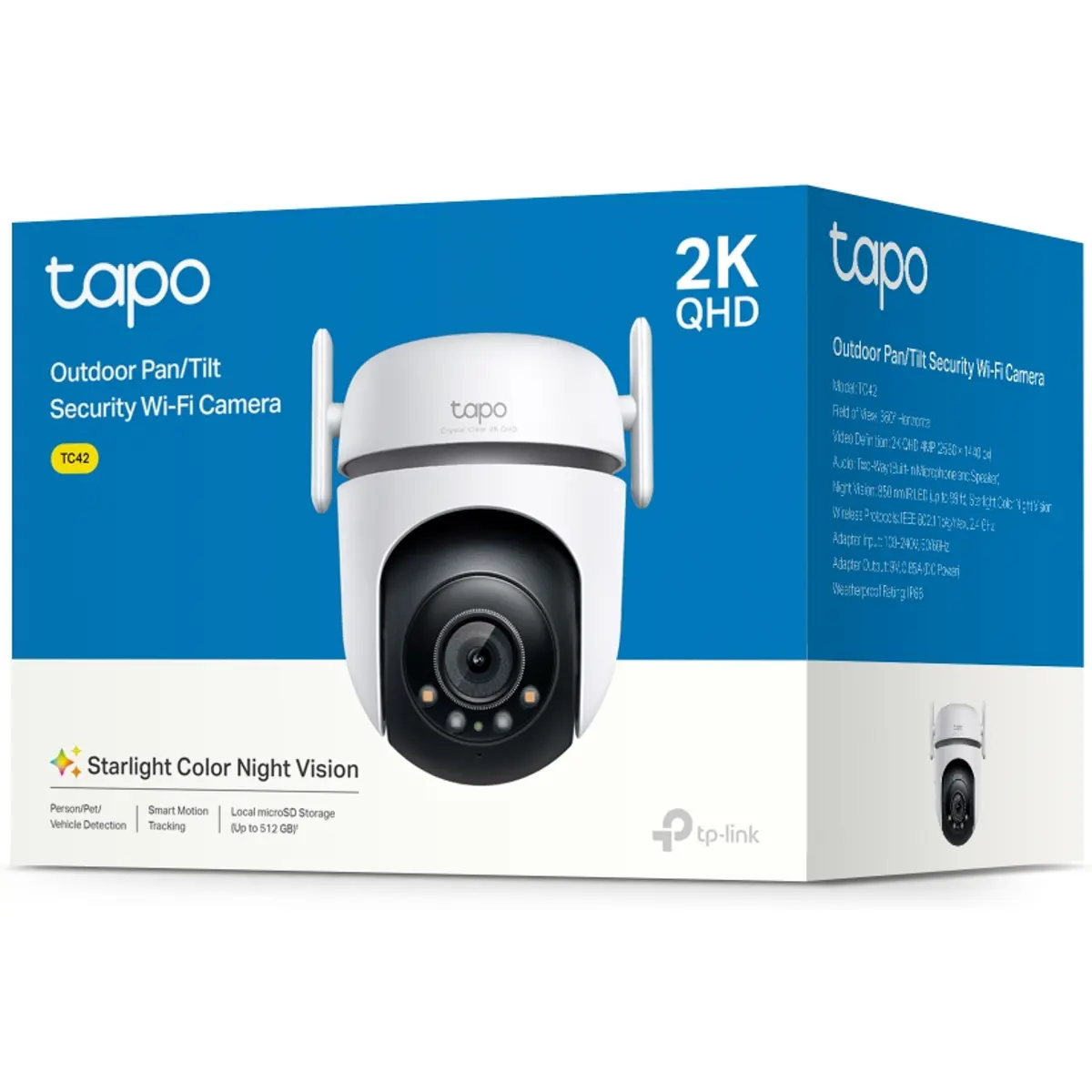 Câmara de vigilância IP (WiFi / Ethernet) Motorizada Pan/Tilt 4MP 2K 3.2mm IR 30m Visão Nocturna a Cores - IP66