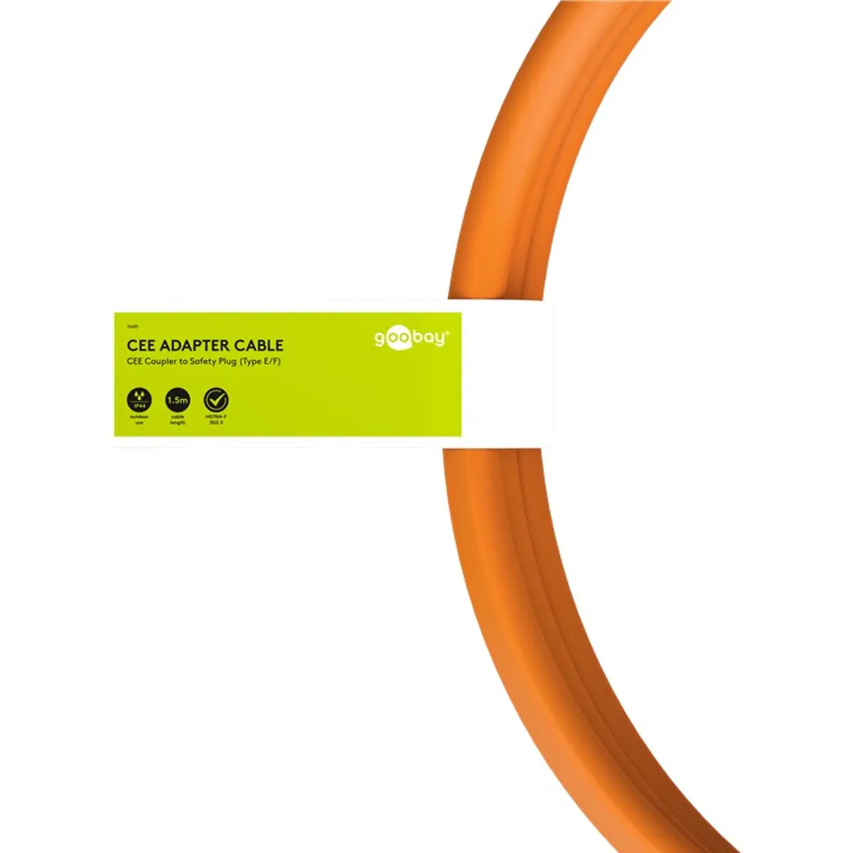 Cabo adaptador schuko macho - ficha CEE 16A monofásica fêmea 3 pólos - 1.5m