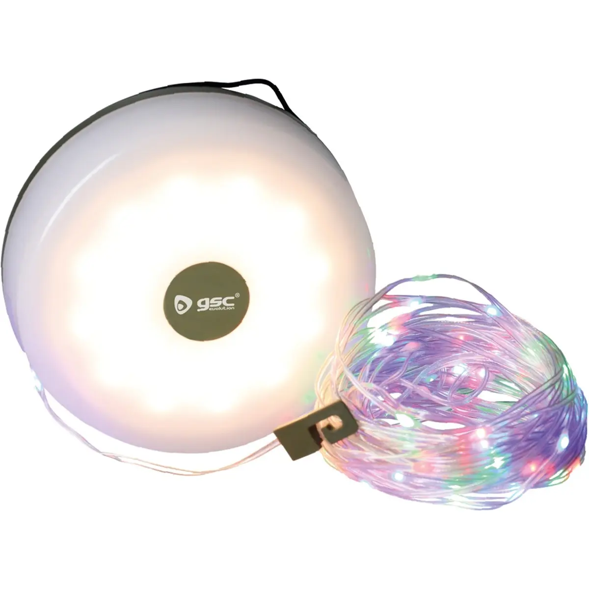 Lanterna solar LED de campismo 3W 150lm c/ grinalda 10m - recarregável via USB-C