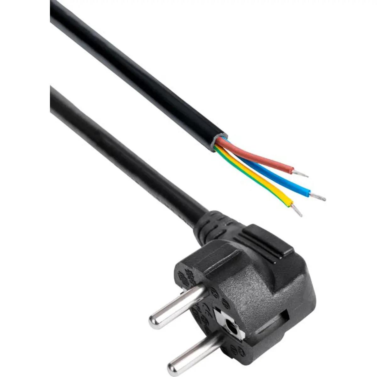 Cabo de alimentação (PVC) c/ ficha Schuko 90º - 3x0.75mm² - Preto - 1.5m