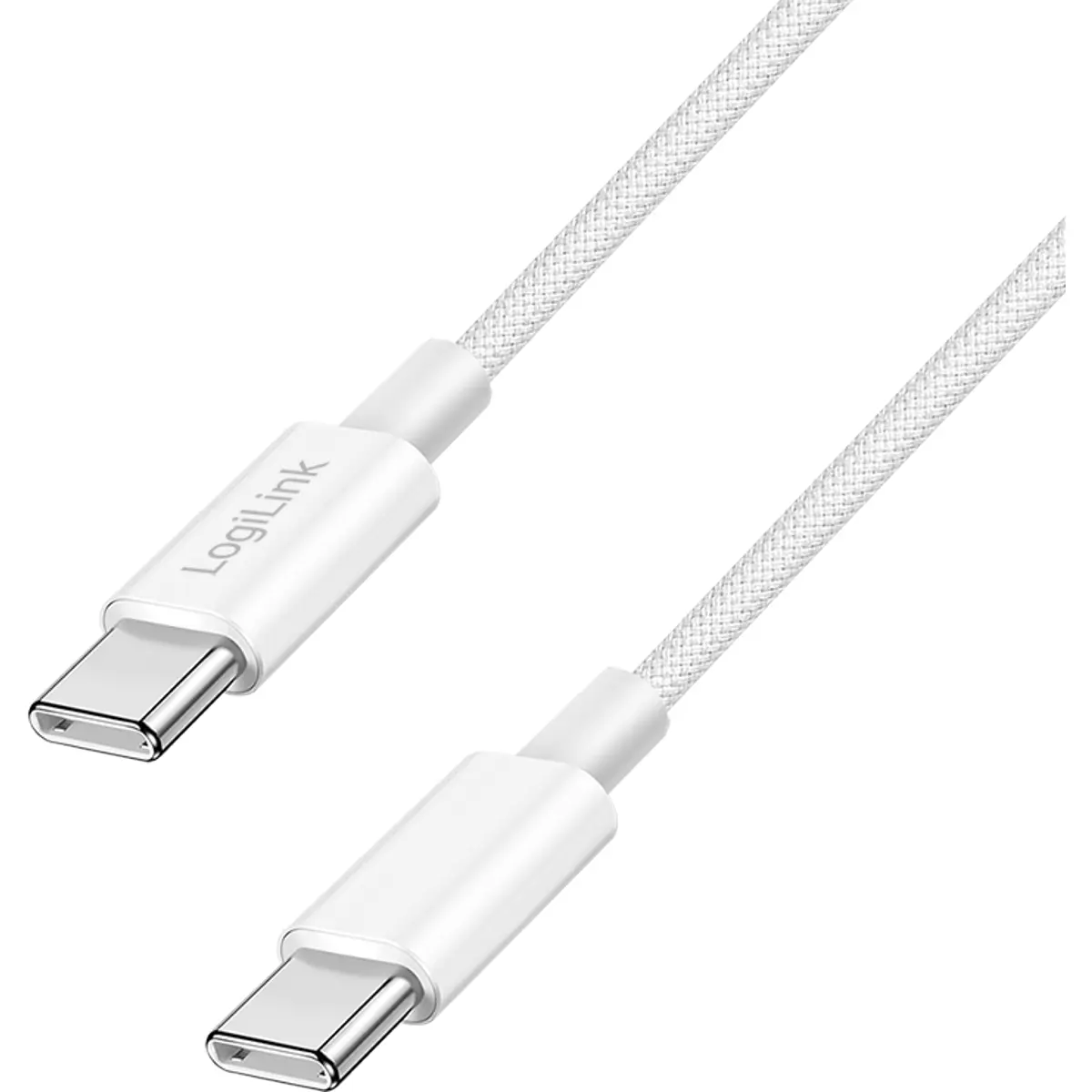 Cabo USB-C ➝ USB-C PD 60W c/ revestimento em nylon - Branco - 1 m