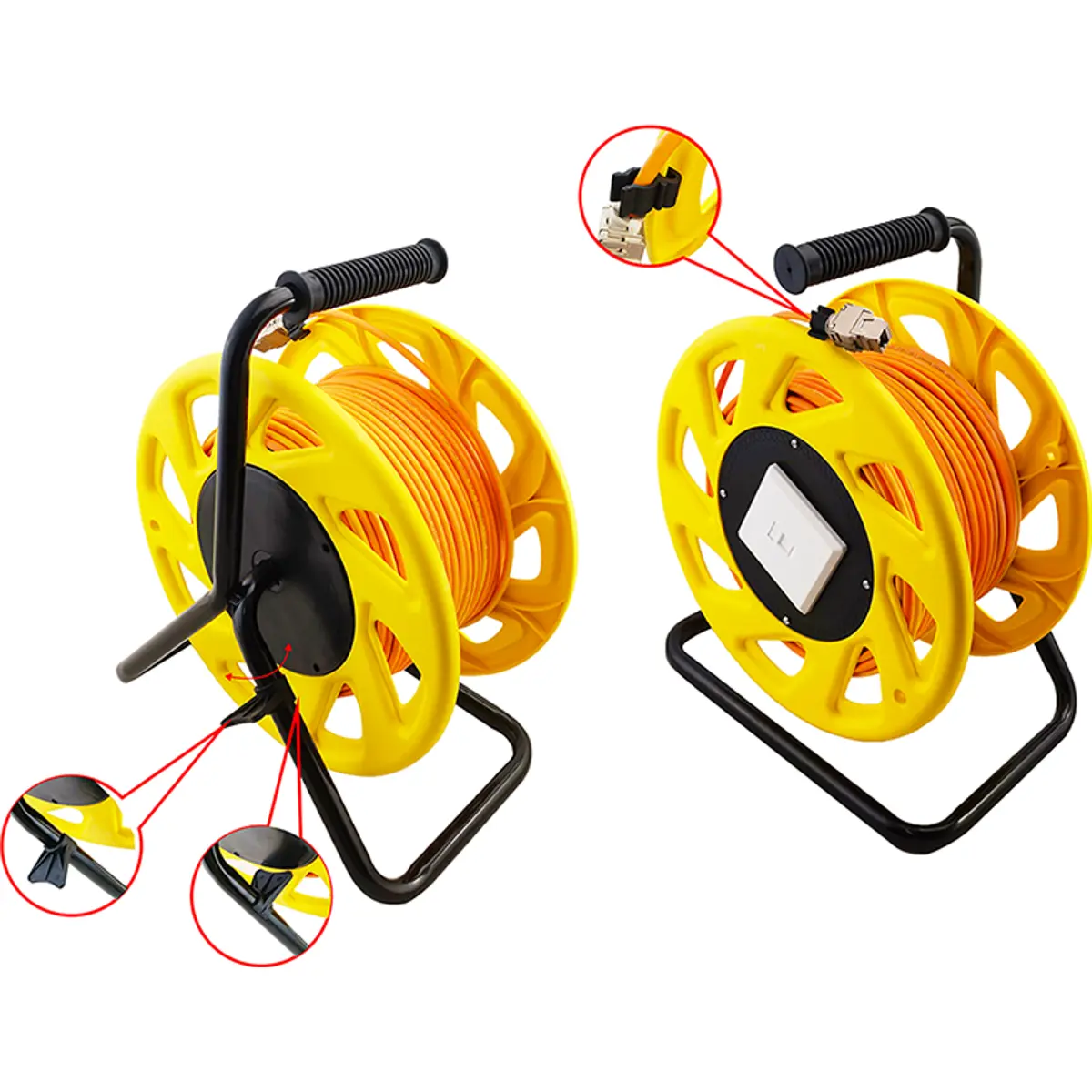 Enrolador extensão de cabo de rede RJ45 Cat.6A S/FTP 60 m - laranja