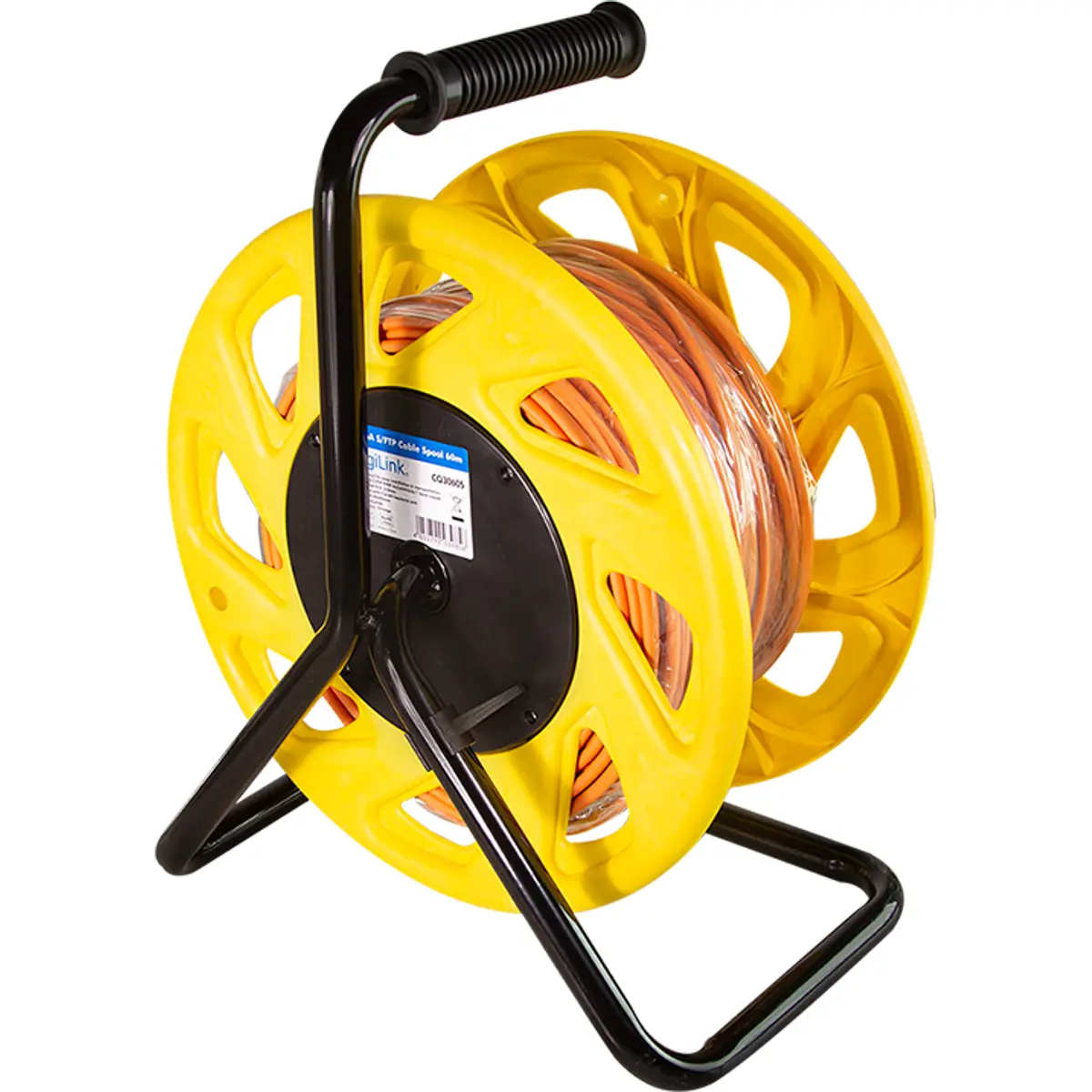 Enrolador extensão de cabo de rede RJ45 Cat.6A S/FTP 60 m - laranja