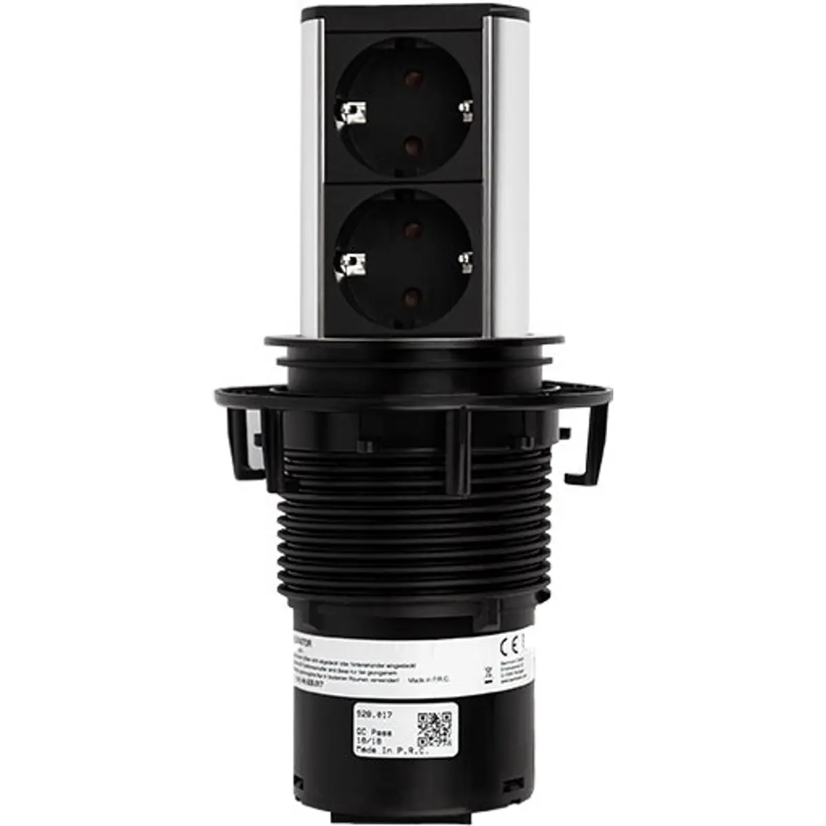 Bloco de tomadas de encastrar Pop-Up (Ø79mm) 2x Schuko - cabo de 2.0m