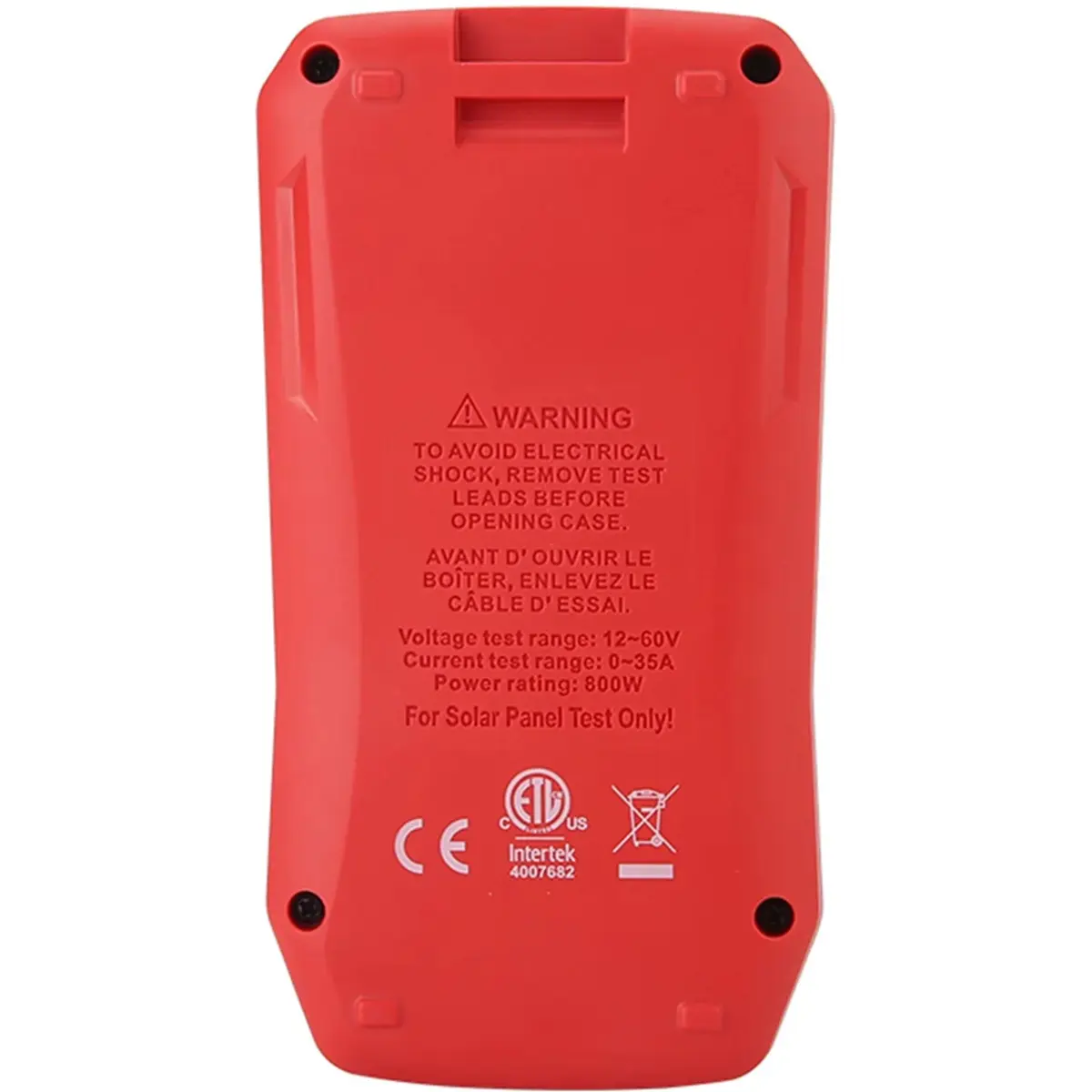Testador paineis solares (Pmax: 5..800W: Vmp: 12..60V: Imp: 0..35A)
