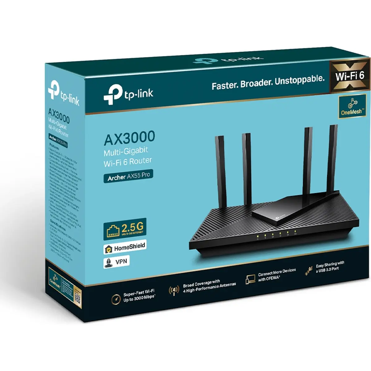 Router Wi‑Fi 6 AX3000 Dual-Band (2.402+574 Mbps)
