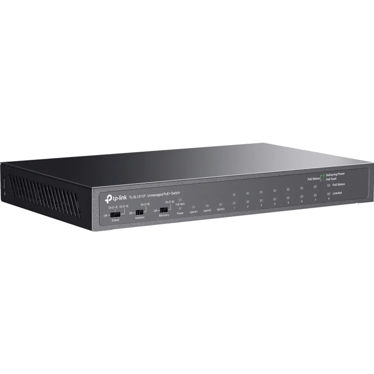 Switch 11P (8x 10/100Mbps PoE+ | 2x RJ45 Gigabit | 1x SFP Gigabit ) 65W