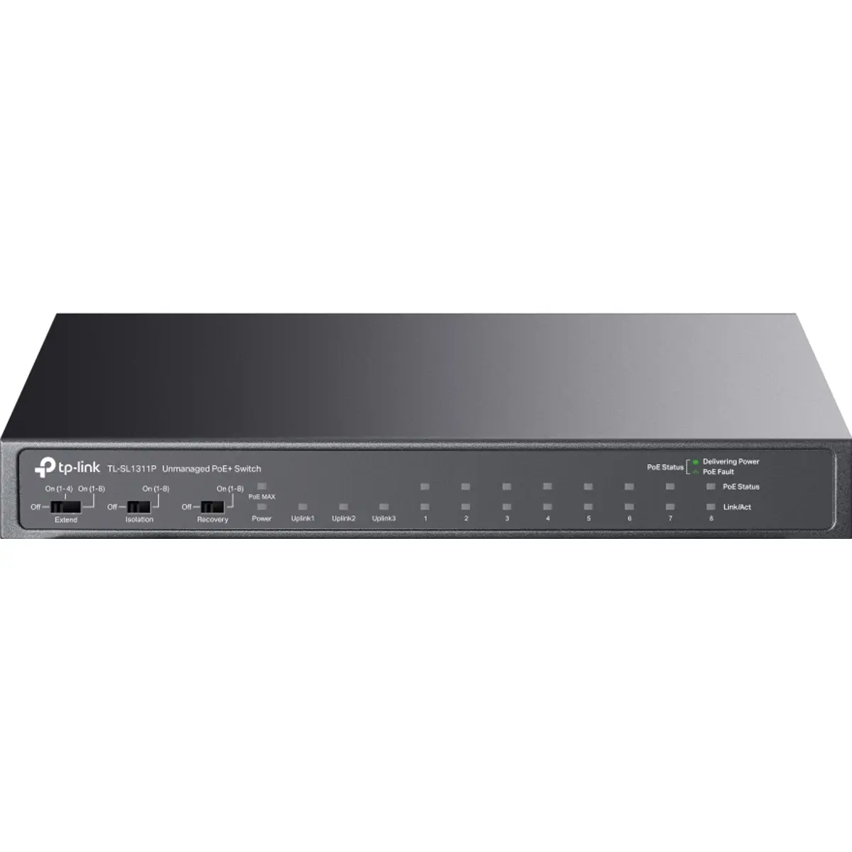 Switch 11P (8x 10/100Mbps PoE+ | 2x RJ45 Gigabit | 1x SFP Gigabit ) 65W