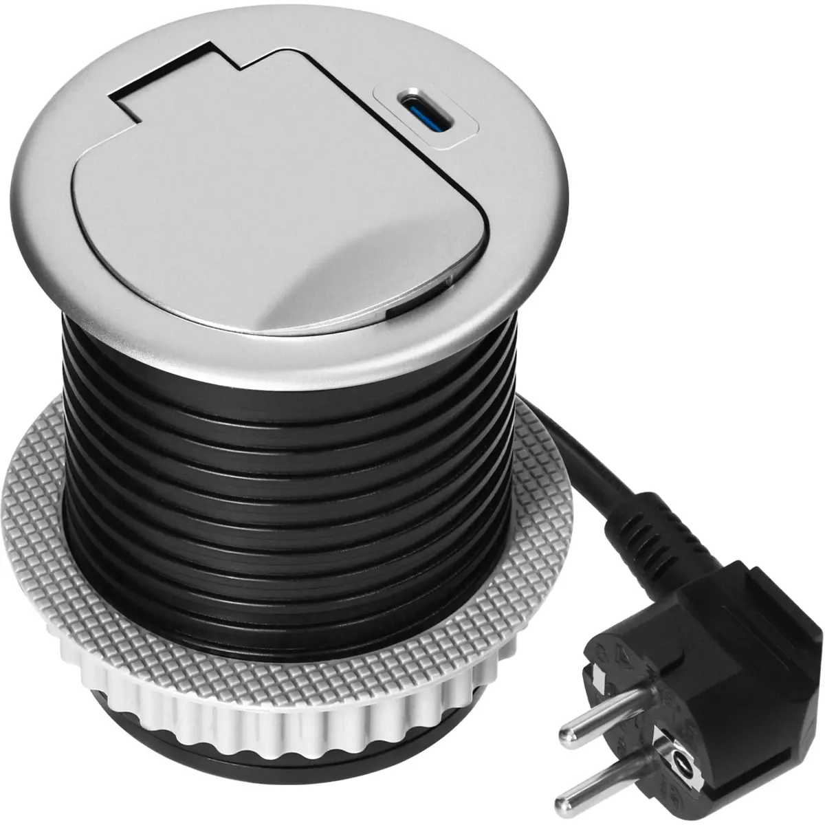 Bloco de tomadas de encastrar (Ø62mm) 1x Schuko + 1xUSB-C