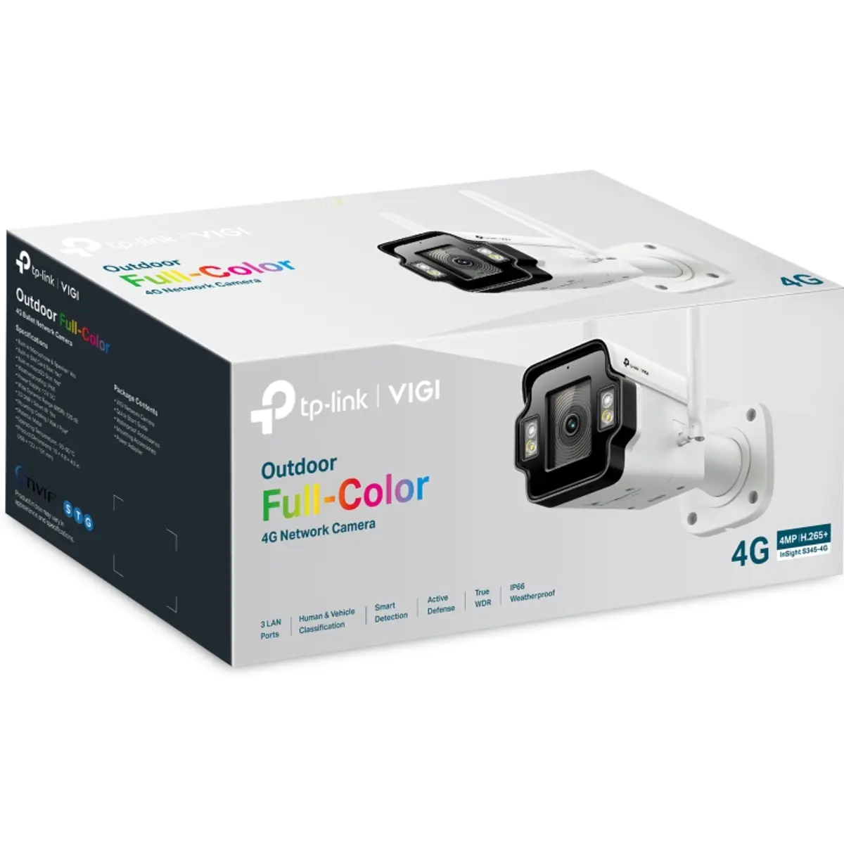 Câmara de vigilância IP (4G LTE) 4MP 4mm Full Color IR50m - IP67