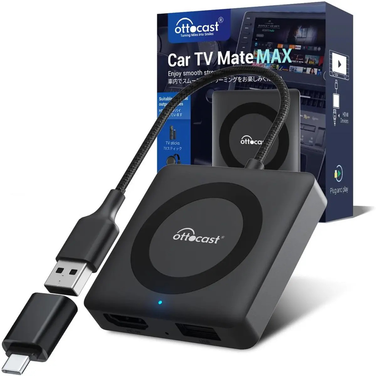 Ottocast Car TV Mate Max - Conversor CarPlay/Android Auto com Fios para ...