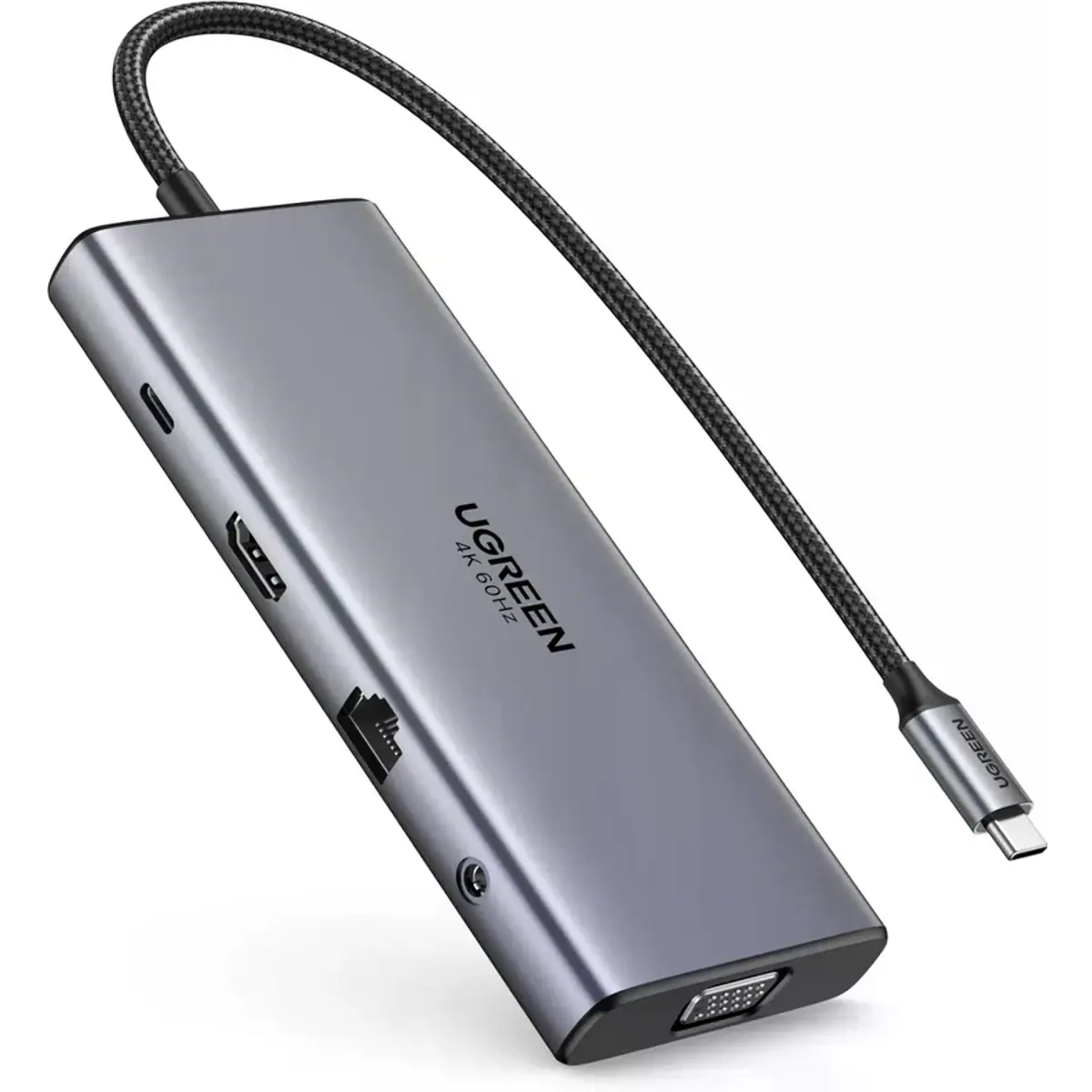 Hub Adaptador USB-C 10P (2x USB-C + 2x USB-A + HDMI + VGA + RJ45 + SD/TF + 3.5mm) + USB-C PD 100W