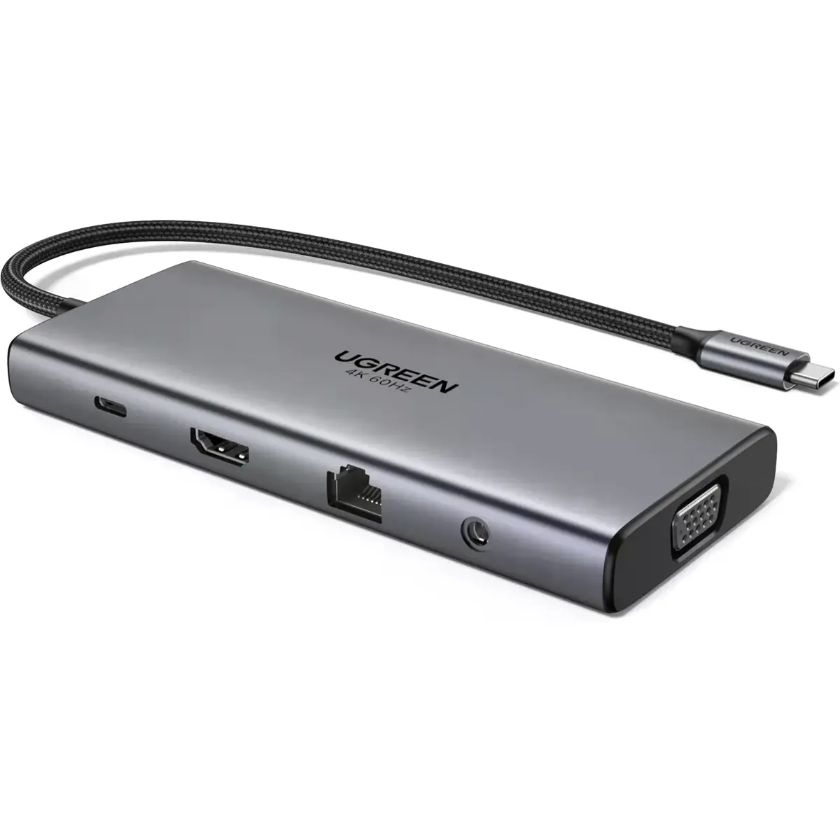 Hub Adaptador USB-C 10P (2x USB-C + 2x USB-A + HDMI + VGA + RJ45 + SD/TF + 3.5mm) + USB-C PD 100W