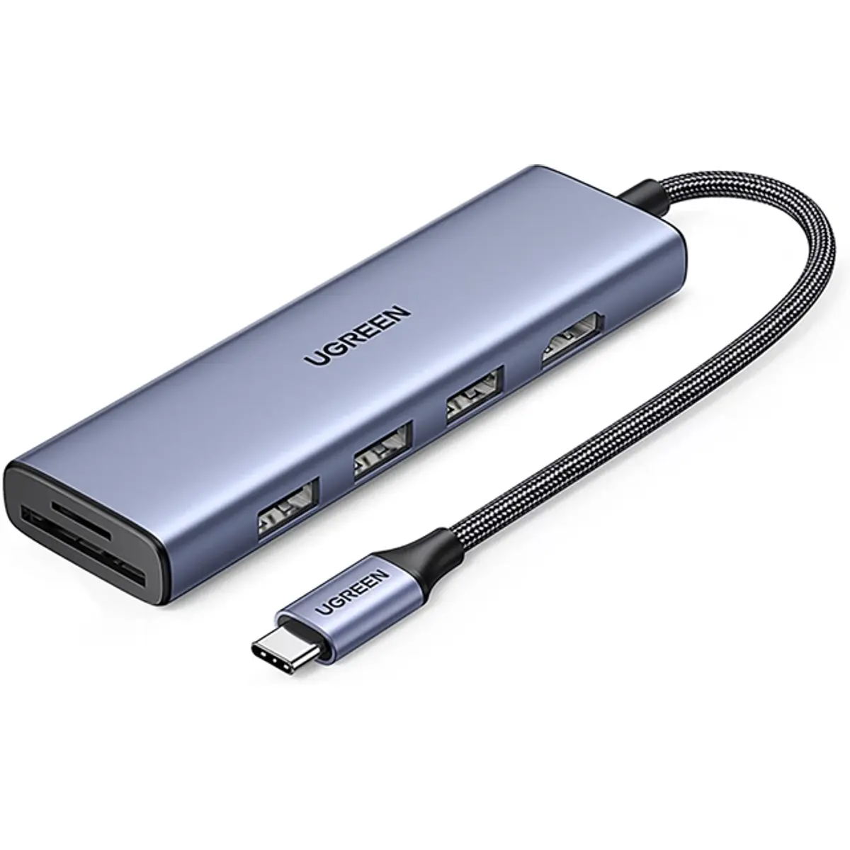 Hub adaptador USB-C 6P (3x USB-A 3.0 + HDMI 4K + SD/TF)