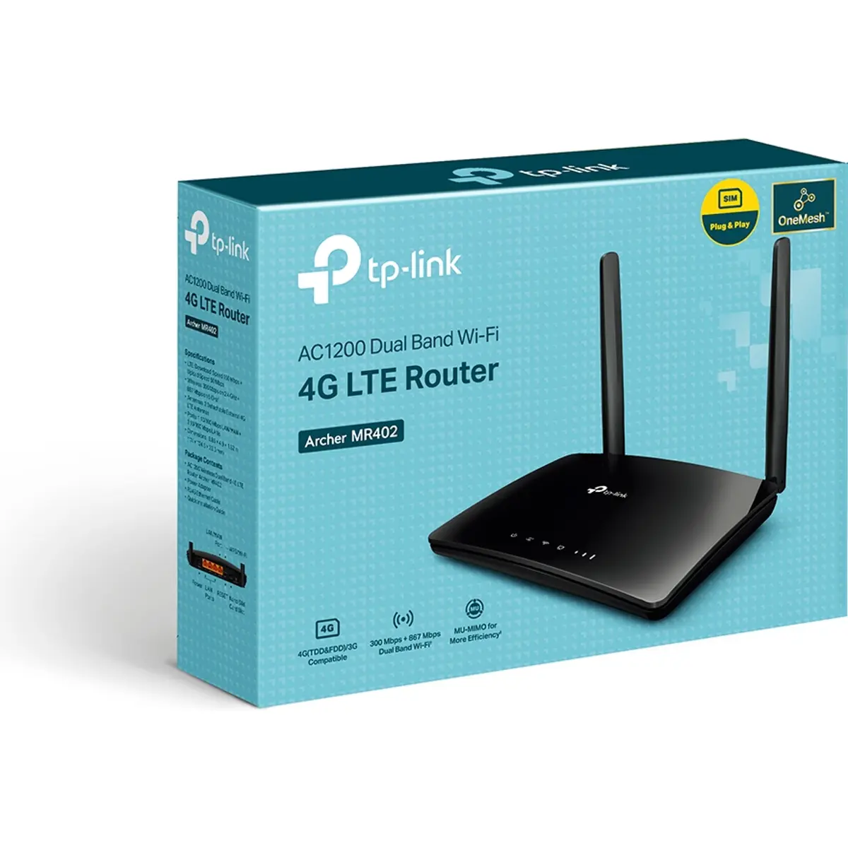 Router 4G LTE Dual-Band (867+300Mbps) Wi-Fi AC1200