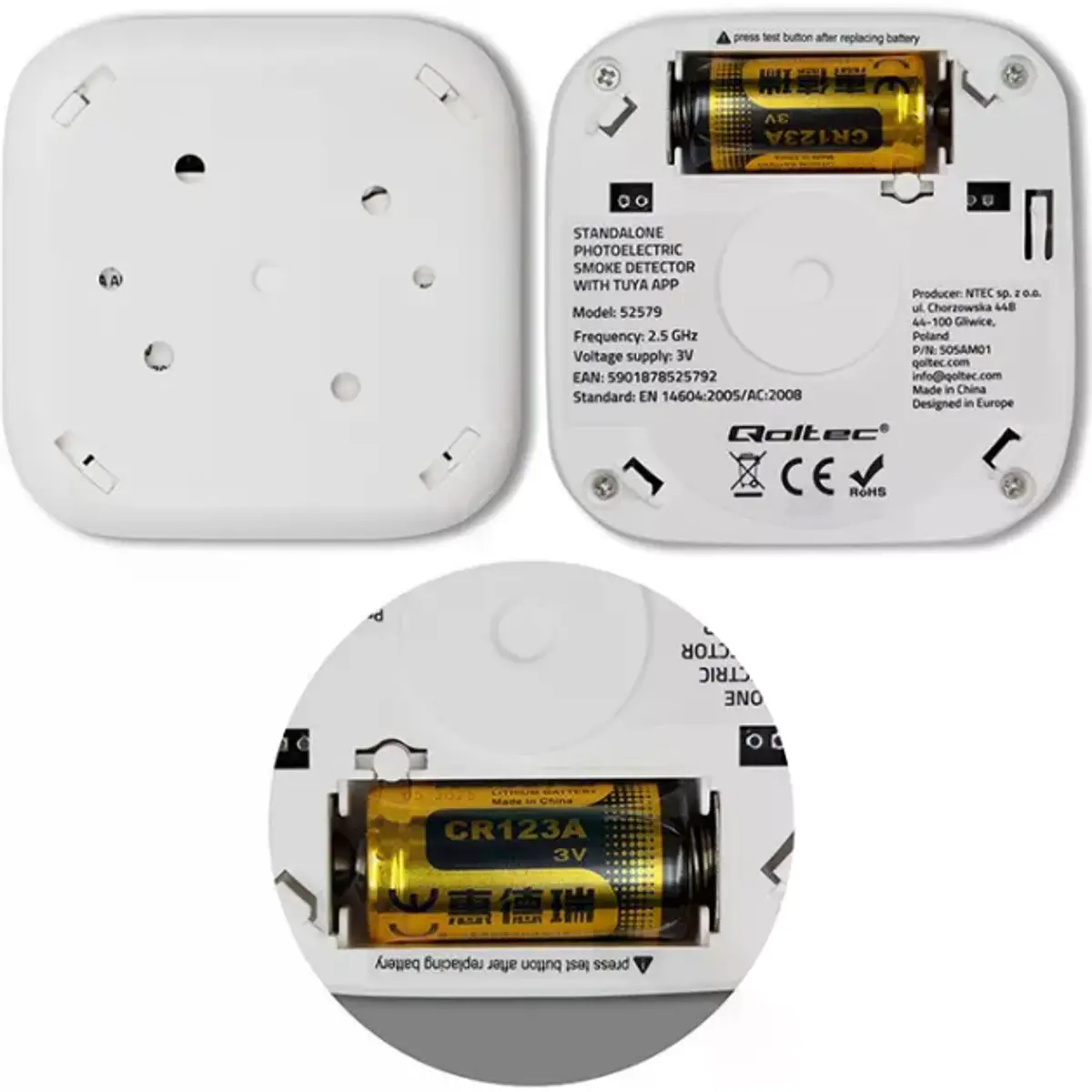 Detetor de fumo Wi-Fi 2.4 GHz (compatível c/ Tuya) SmartLife - bateria 1600mA - 85 db