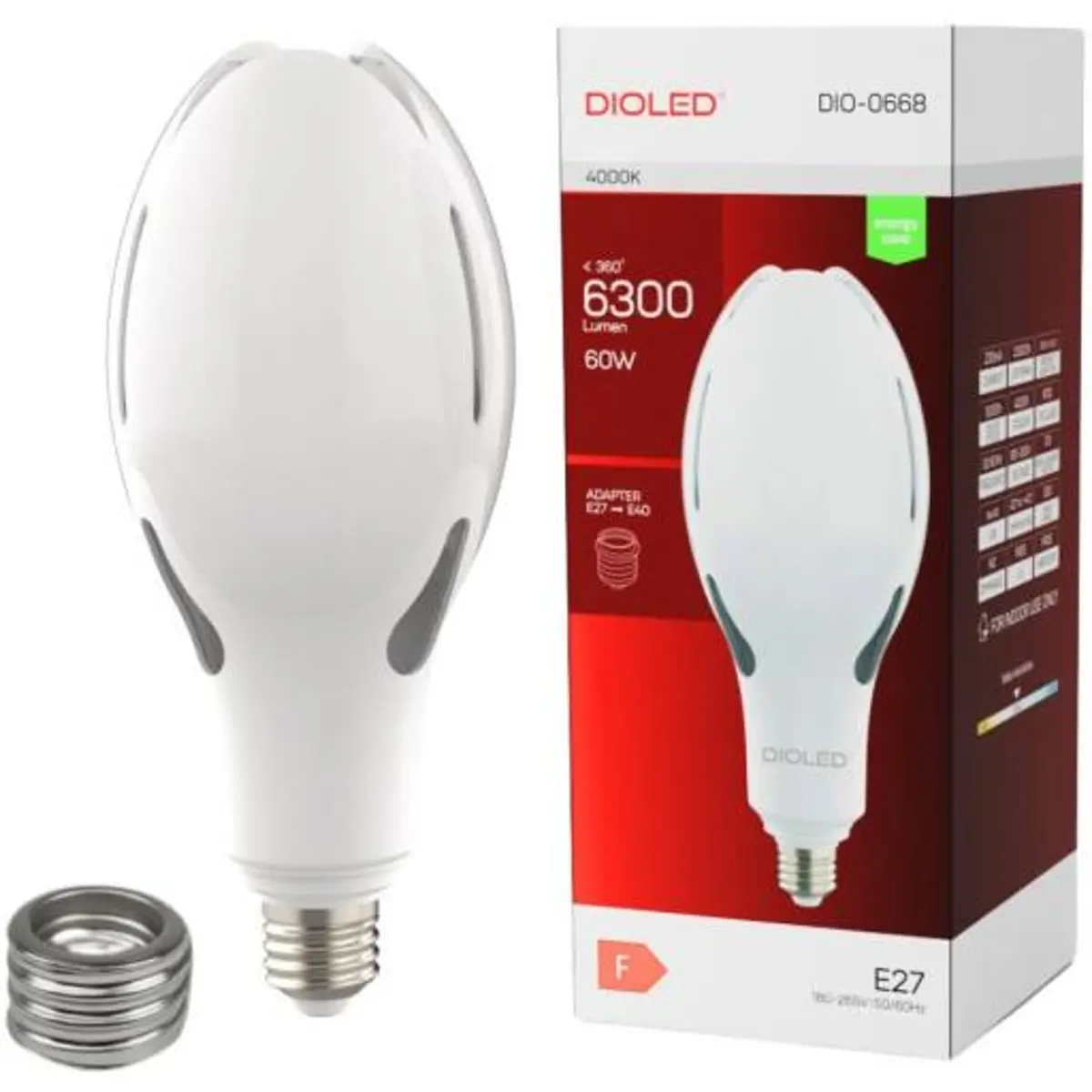 Dioled DIO-0668 - Lâmpada LED industrial E27 (c/ adaptador E40) 230VAC ...