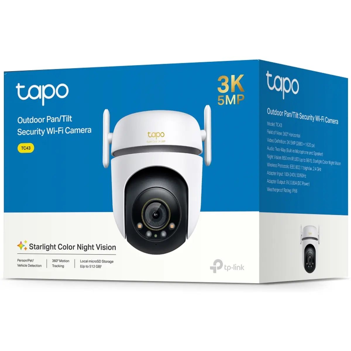 TP-Link Tapo TC43 - Câmara IP (Wi-Fi / Ethernet) Pan/Tilt 5MP 3K