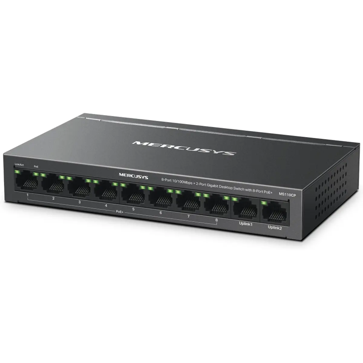 Switch 10P (8 PoE+ 10/100Mbps) + 2P Gigabit - 65W