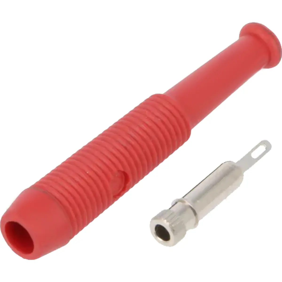 Ficha banana 2mm fêmea de soldar 6A/60Vdc - Vermelho