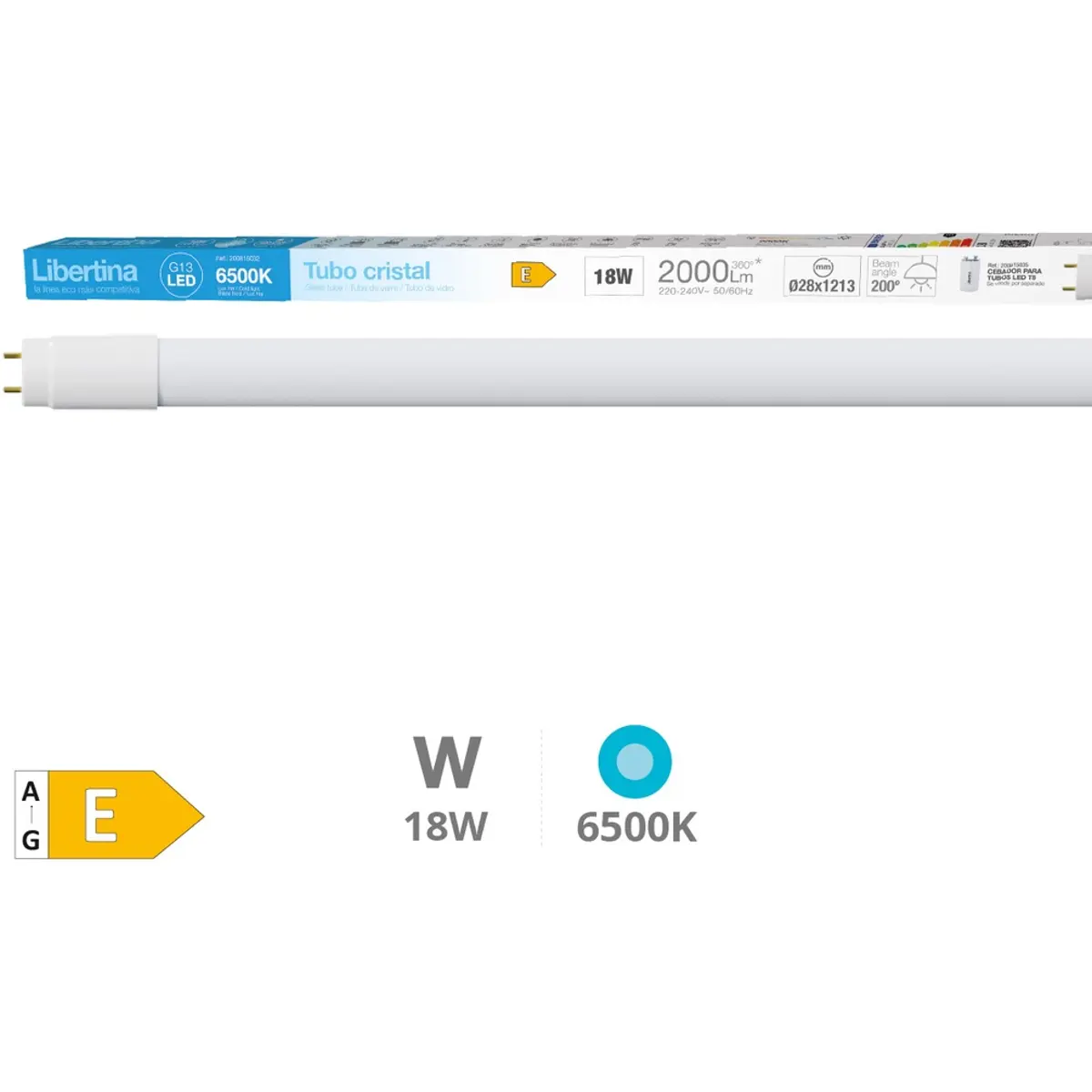 Lâmpada LED tubo T8 120cm 230VAC 18W 6500K (branco frio) 2000lm - unilateral