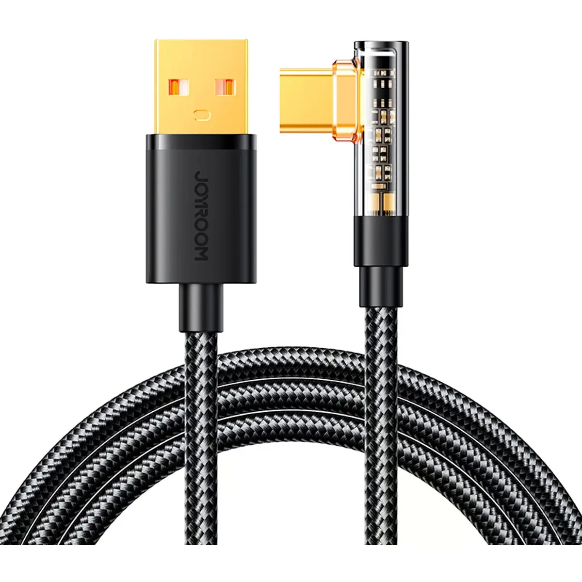 Cabo USB-A <-> USB-C 90º PD/QC 3A - 1.2m - preto