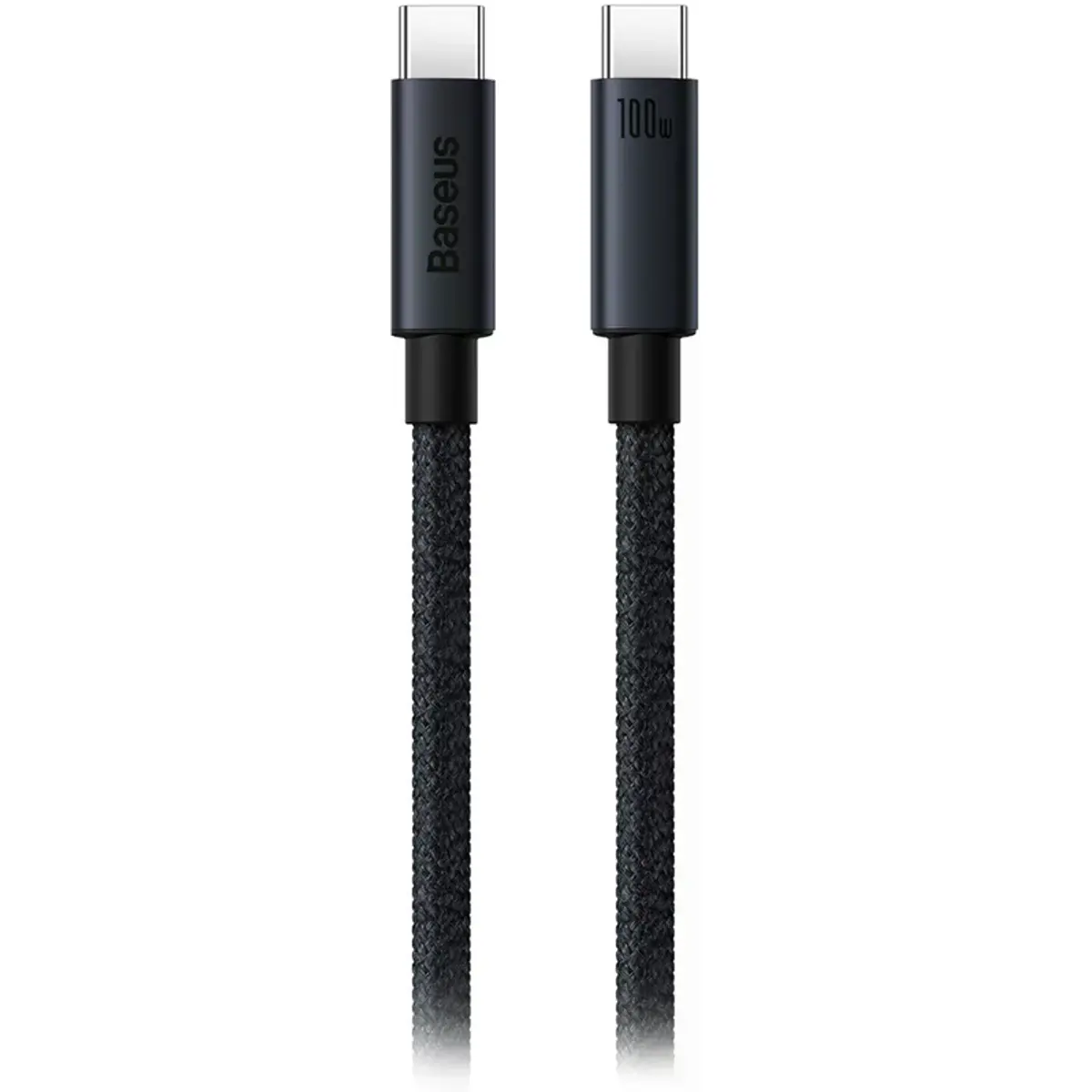 Cabo USB-C ⇿ USB-C 100W PD em Nylon c/ enrolamento magnético - Preto - 1.0m