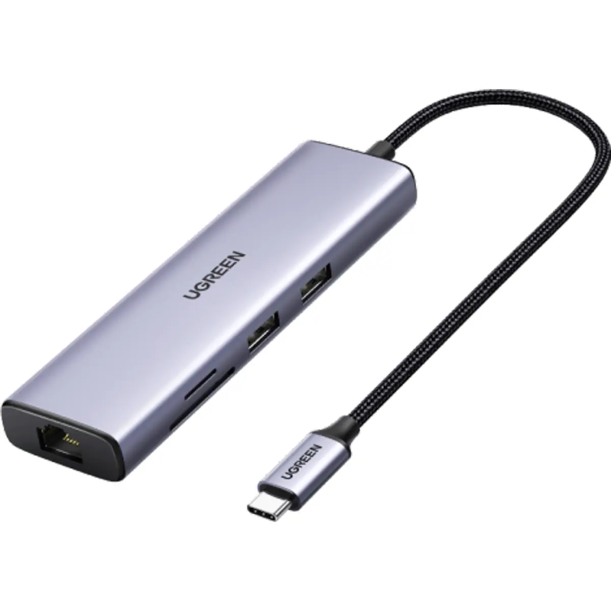Hub Adaptador USB-C 7P (RJ45 + HDMI 4K + 2x USB-A + USB-C PD + SD/TF) 100W