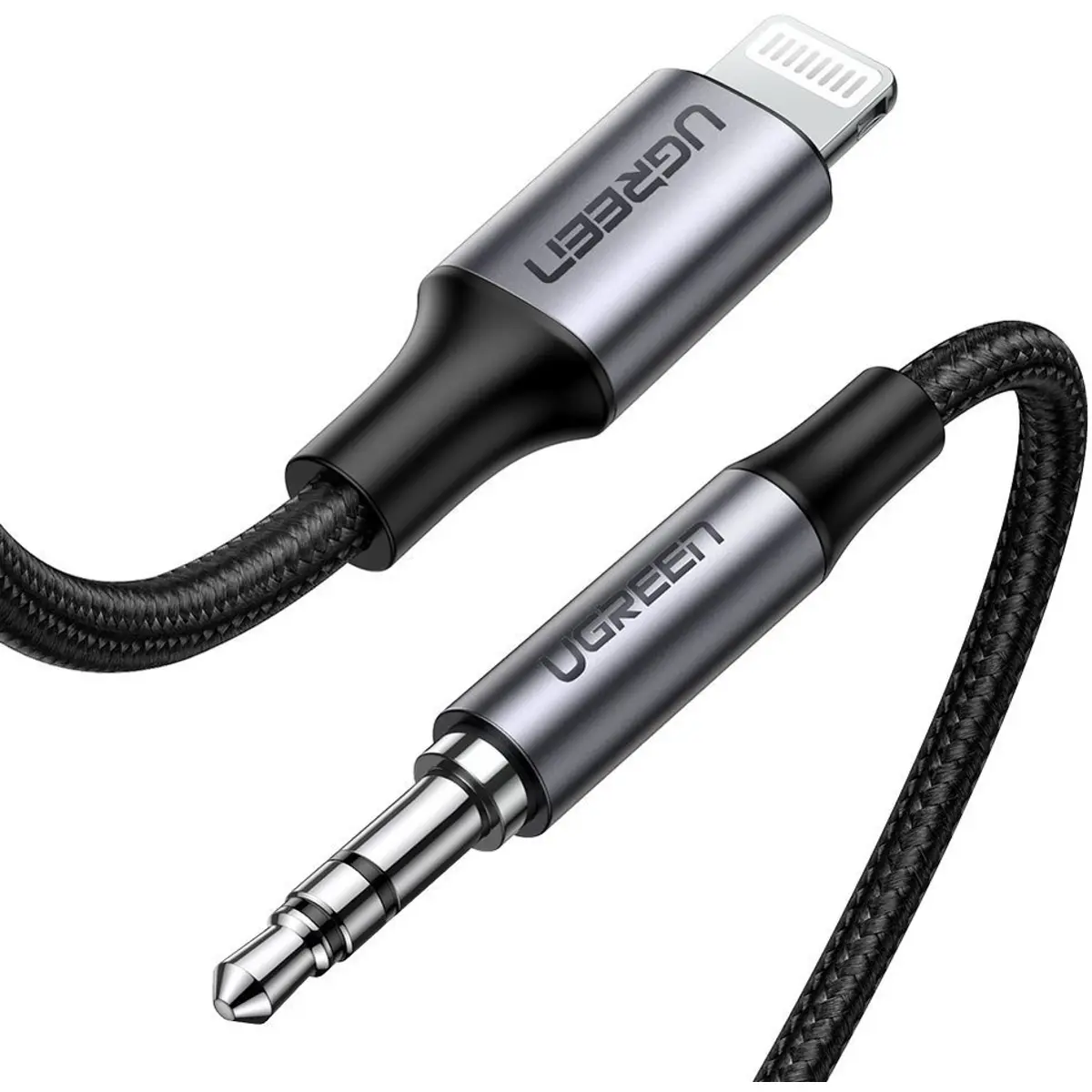 Cabo adaptador p/ áudio Lightning  <-> AUX 3.5MM macho - 1m