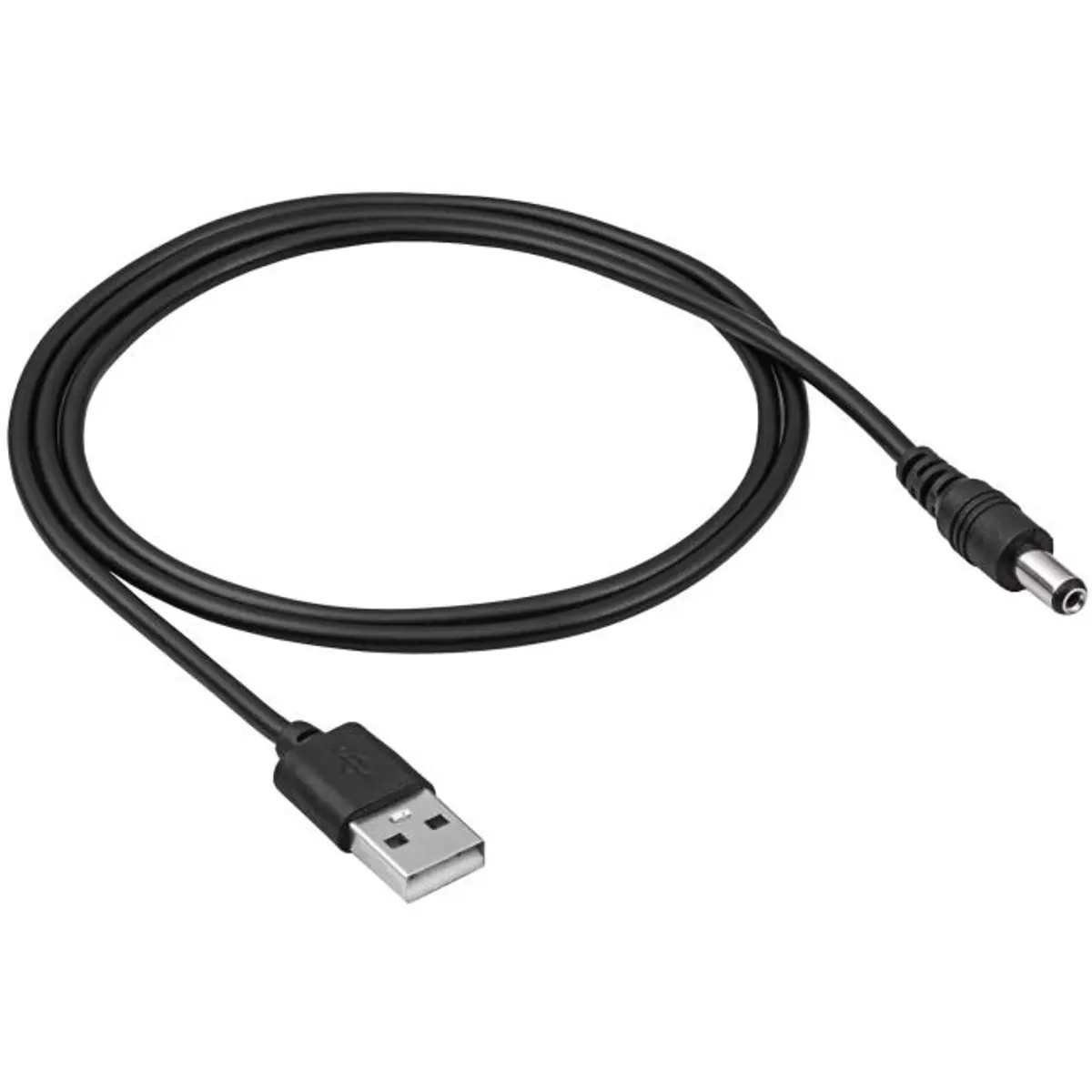 Cabo USB-A macho - DC 5.5x2.5mm fêmea - preto - 0.8m